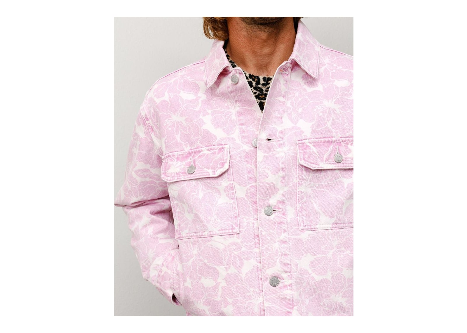 Stussy Denim Trucker Jacket Pink Hawaiian - görsel 6
