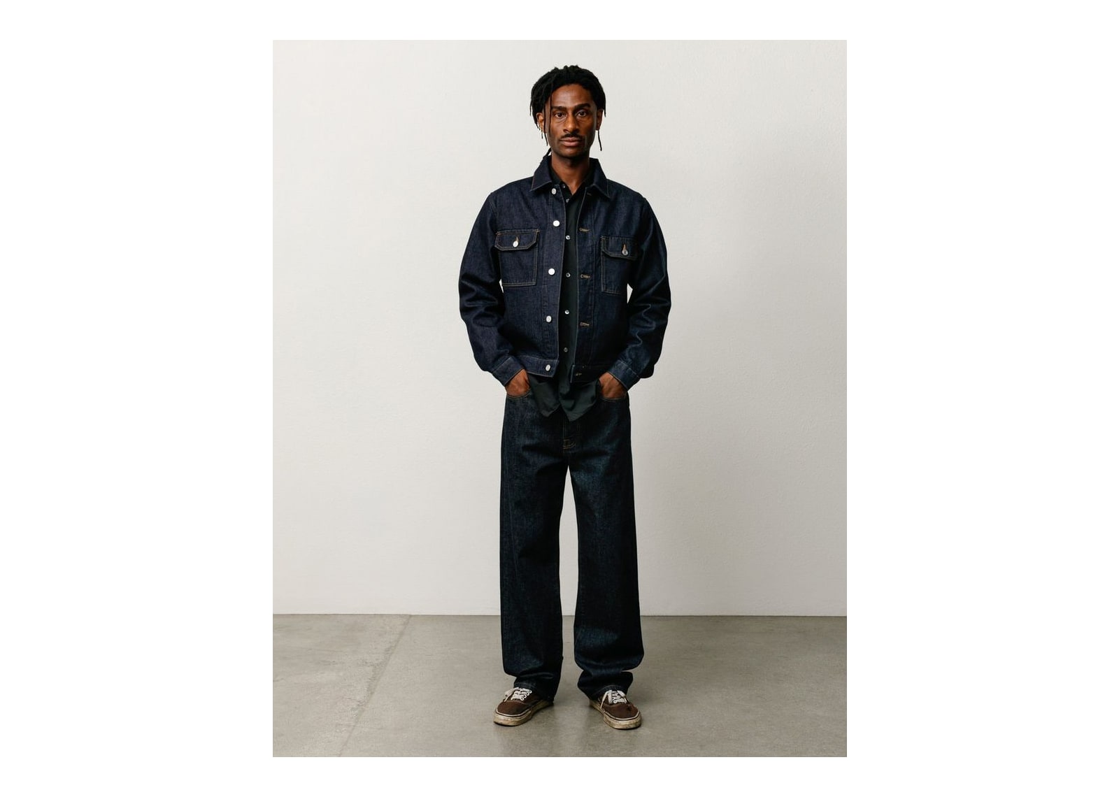 Stussy Denim Trucker Jacket Rinsed Indigo - görsel 2