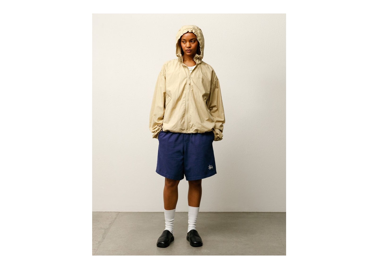 Stussy Double Cotton Hooded Jacket Sand - görsel 5