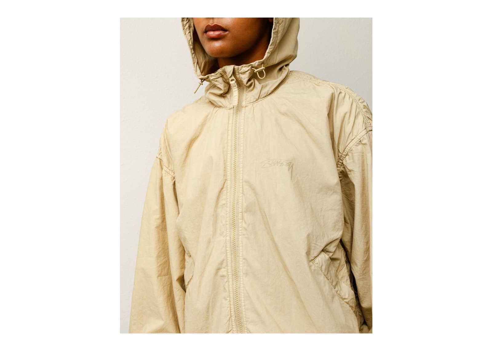 Stussy Double Cotton Hooded Jacket Sand - görsel 6