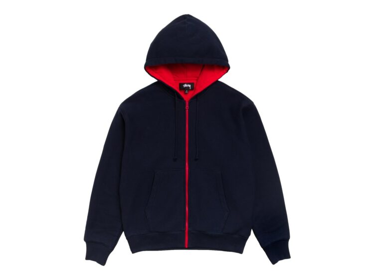 Stussy Double Faced Zip Hoodie Navy