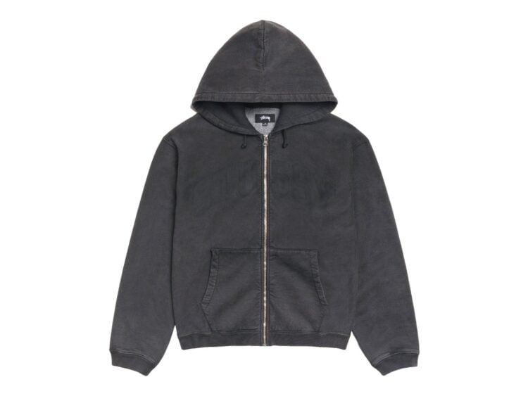 Stussy Faded Graphic Zip Hoodie Washed Black