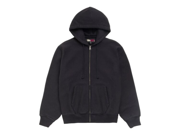 Stussy Fleece Zip Hoodie Black