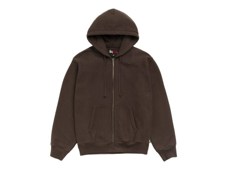 Stussy Fleece Zip Hoodie Brown