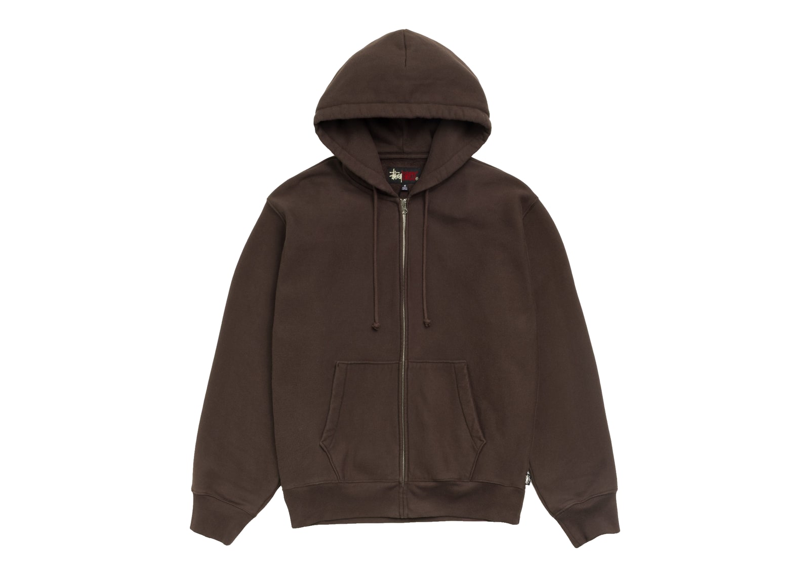 Stussy Fleece Zip Hoodie Brown