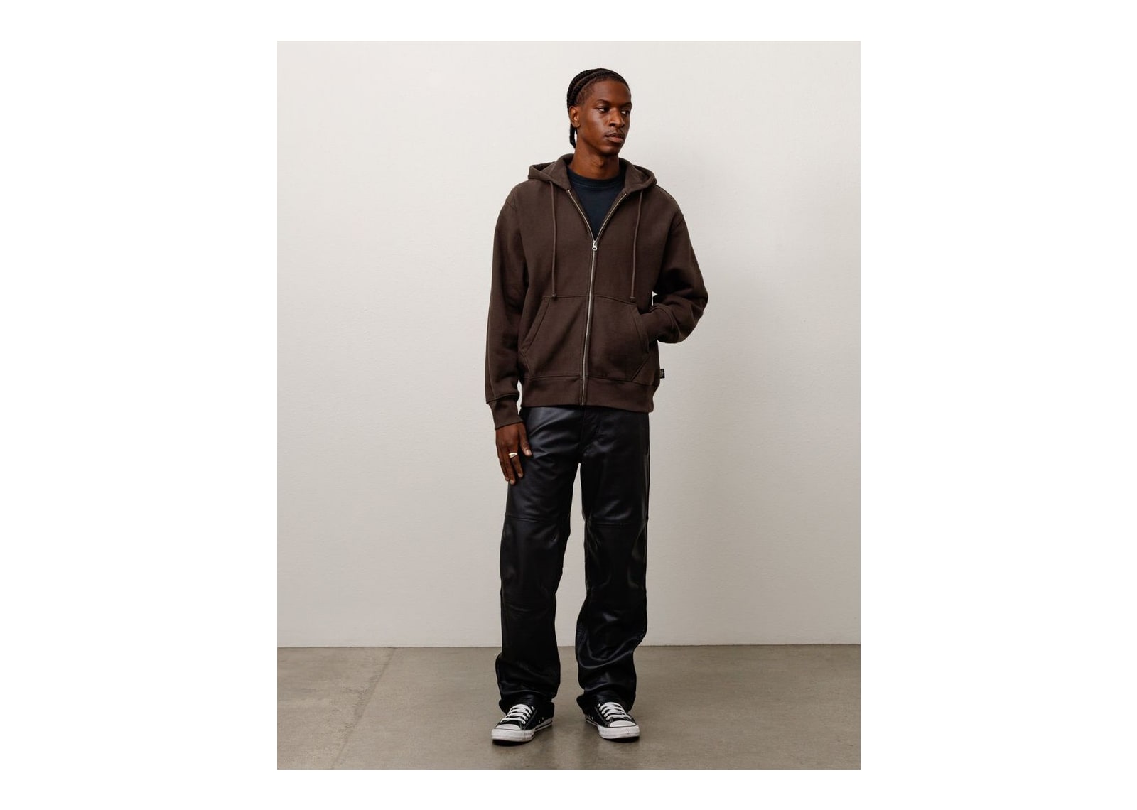 Stussy Fleece Zip Hoodie Brown - görsel 2