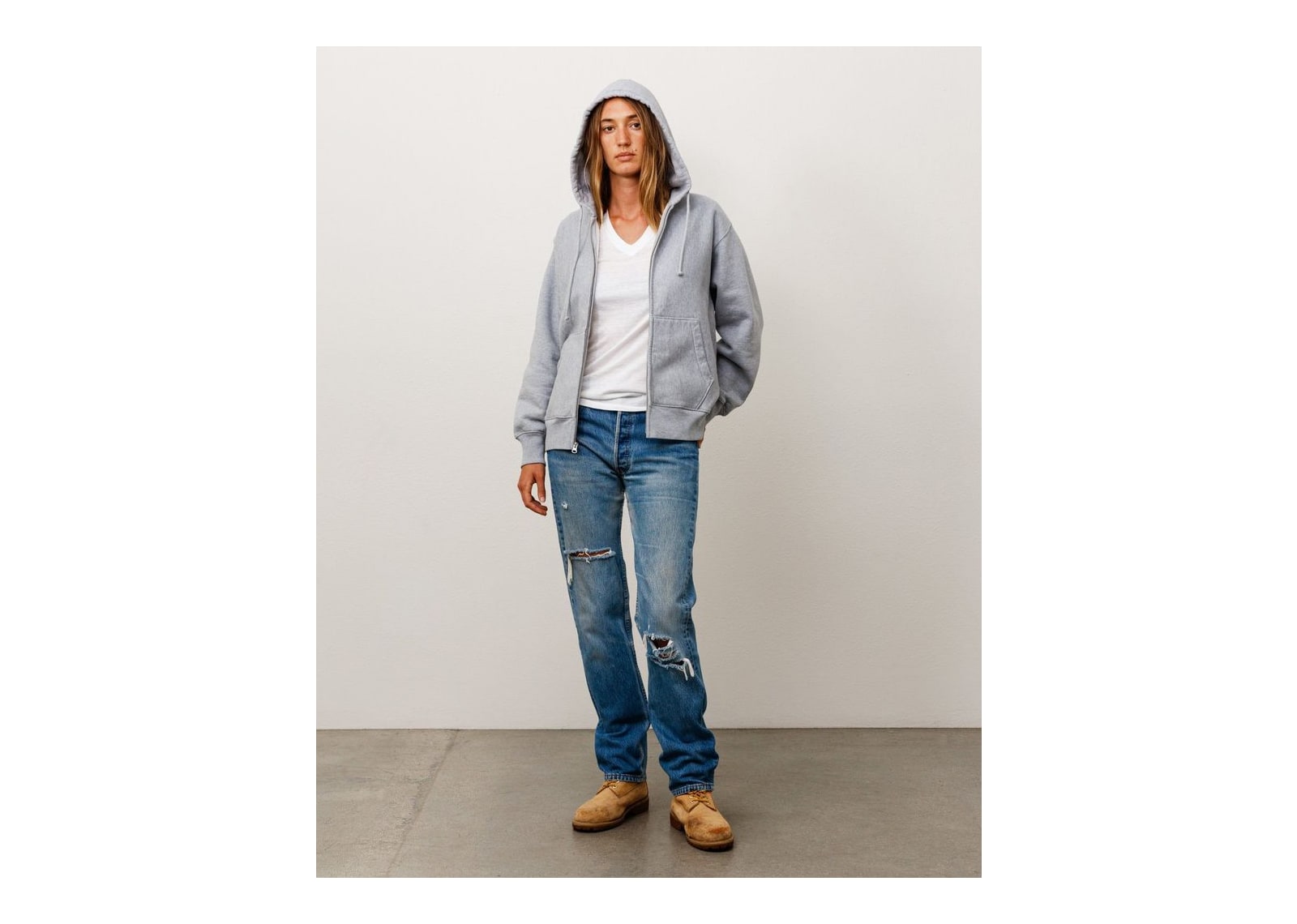 Stussy Fleece Zip Hoodie Grey Heather - görsel 2