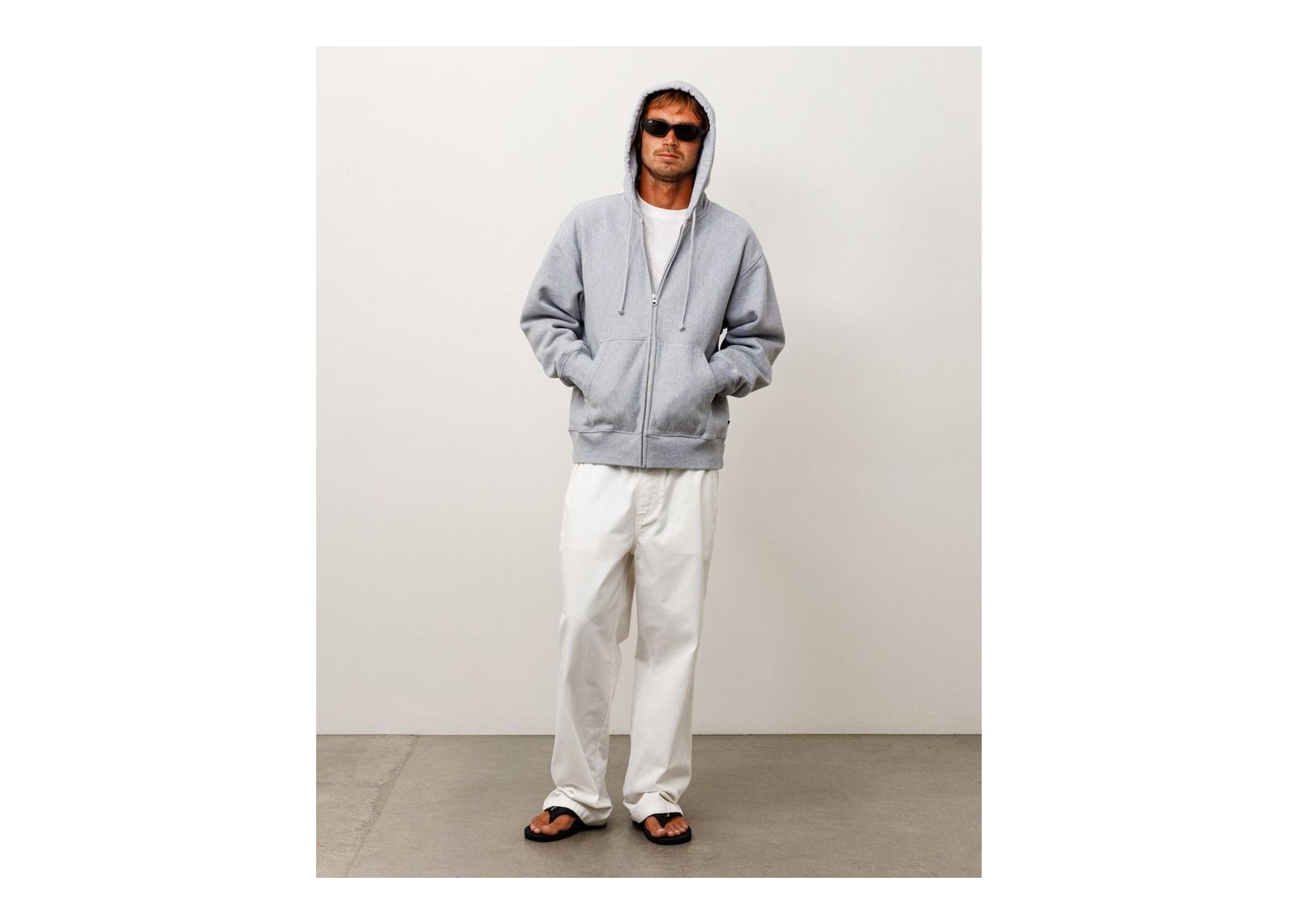 Stussy Fleece Zip Hoodie Grey Heather - görsel 3