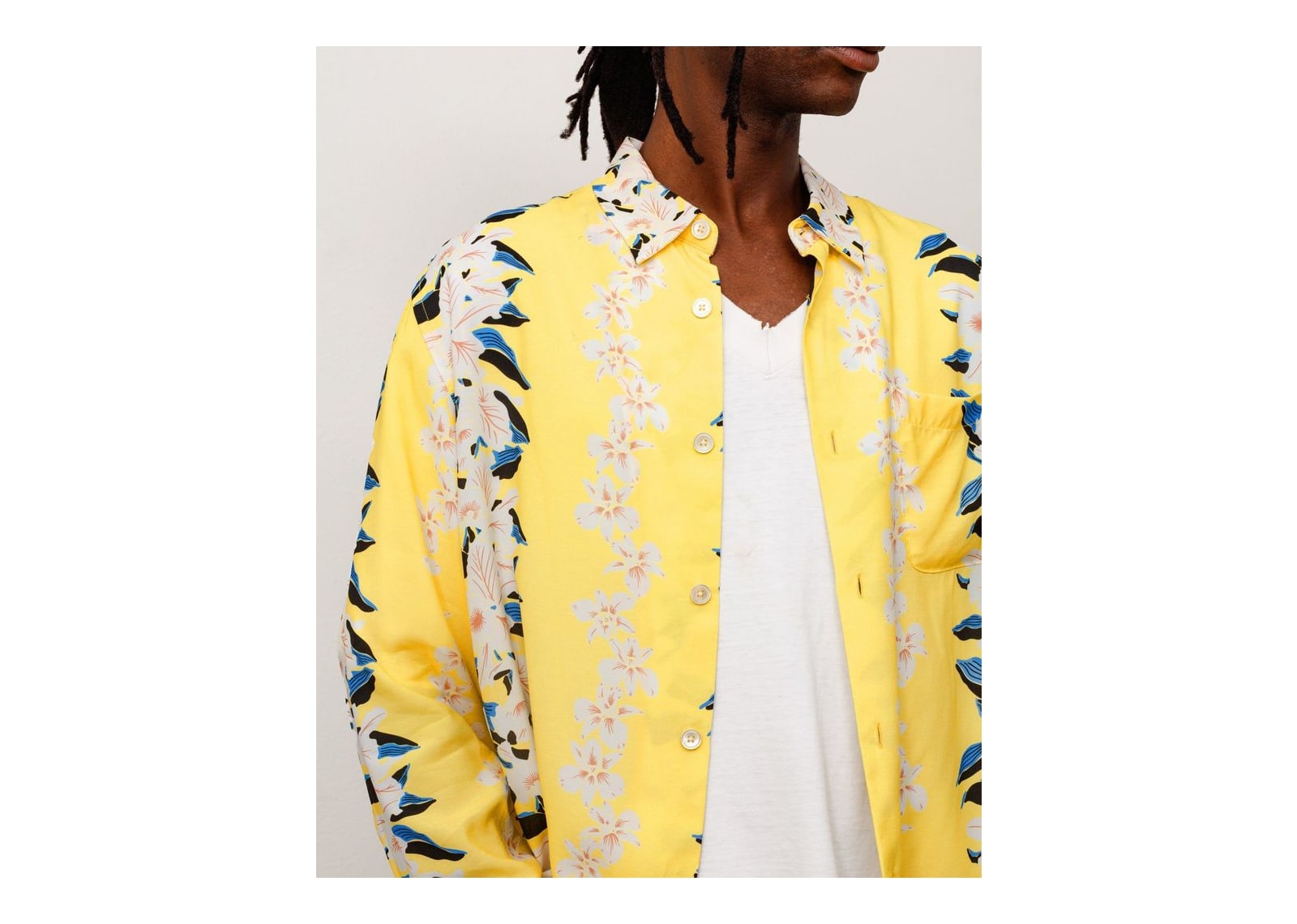 Stussy Hawaiian Floral Shirt Yellow - görsel 4