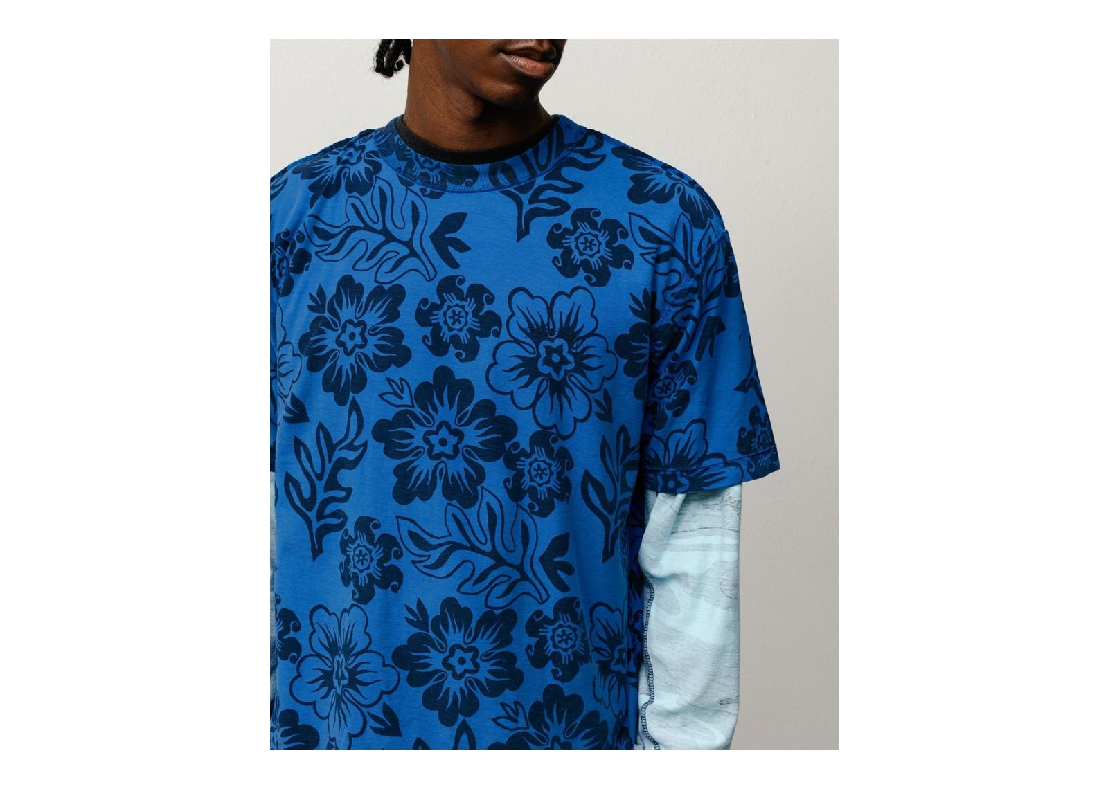 Stussy Lazy Floral Tee Sport Blue - görsel 3