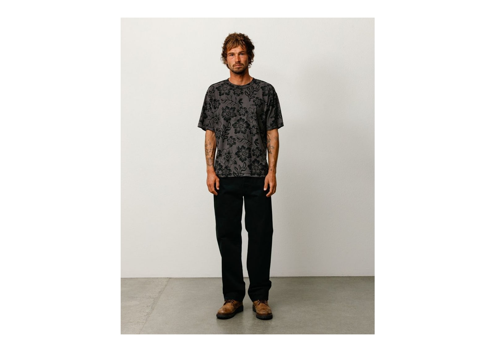 Stussy Lazy Floral Tee Vintage Black - görsel 4