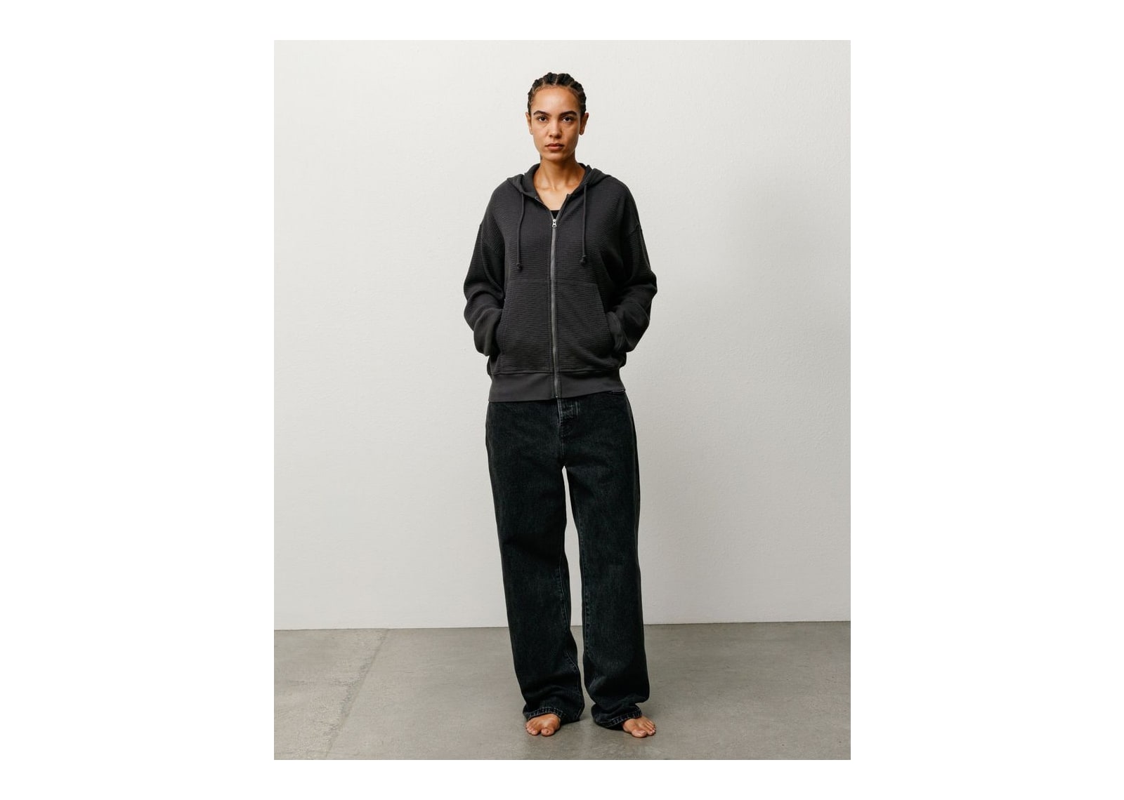 Stussy Lightweight Thermal Hoodie Faded Black - görsel 5
