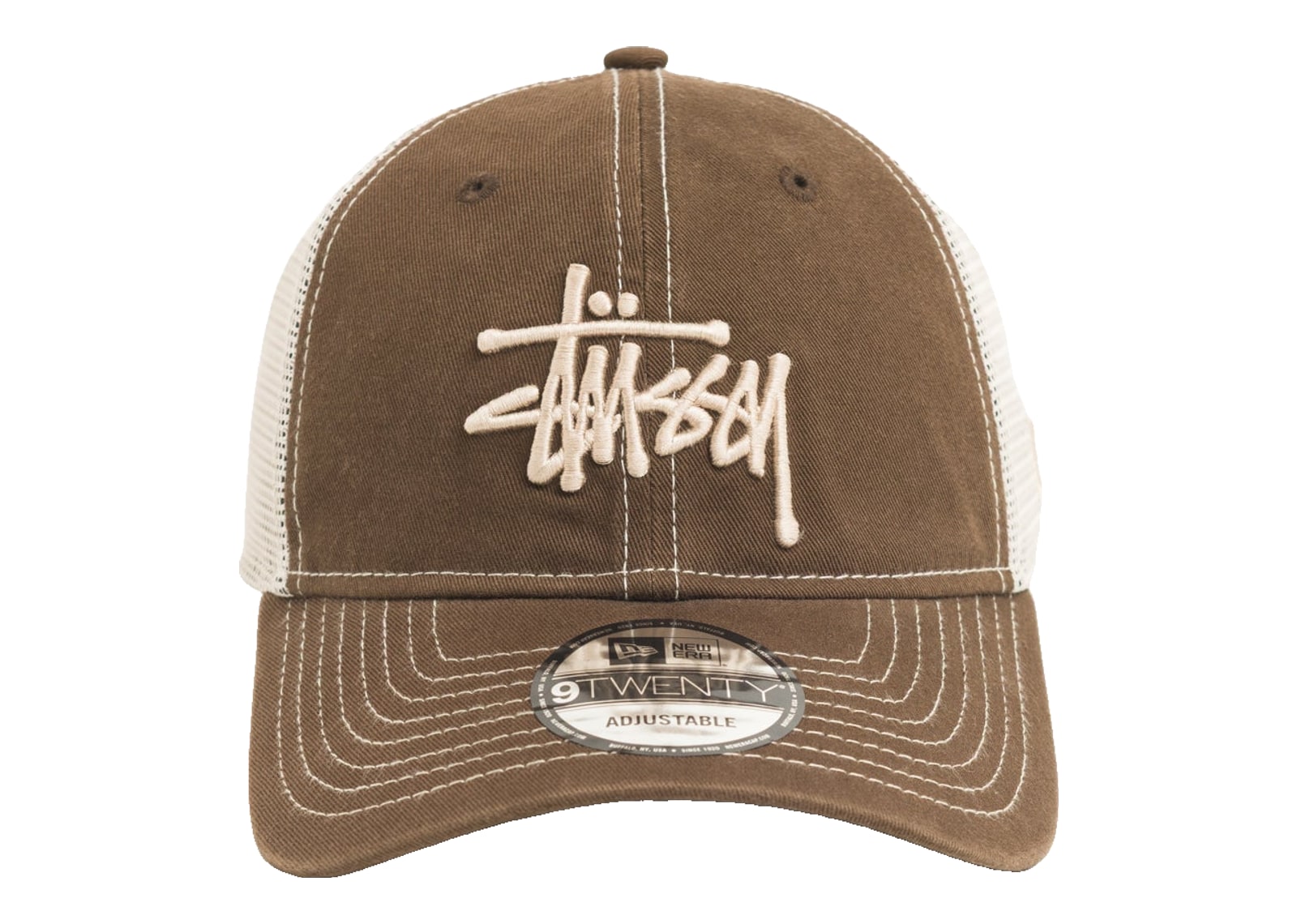 Stussy New Era 9TWENTY Washed Basic Trucker Cap Mocha