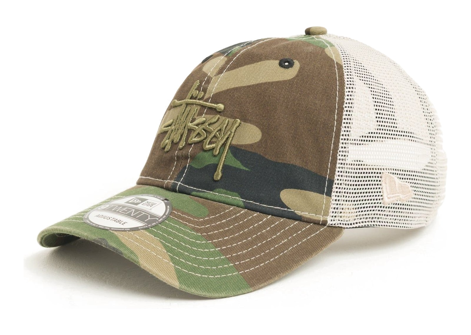 Stussy New Era 9TWENTY Washed Basic Trucker Cap Woodland Camo - görsel 2