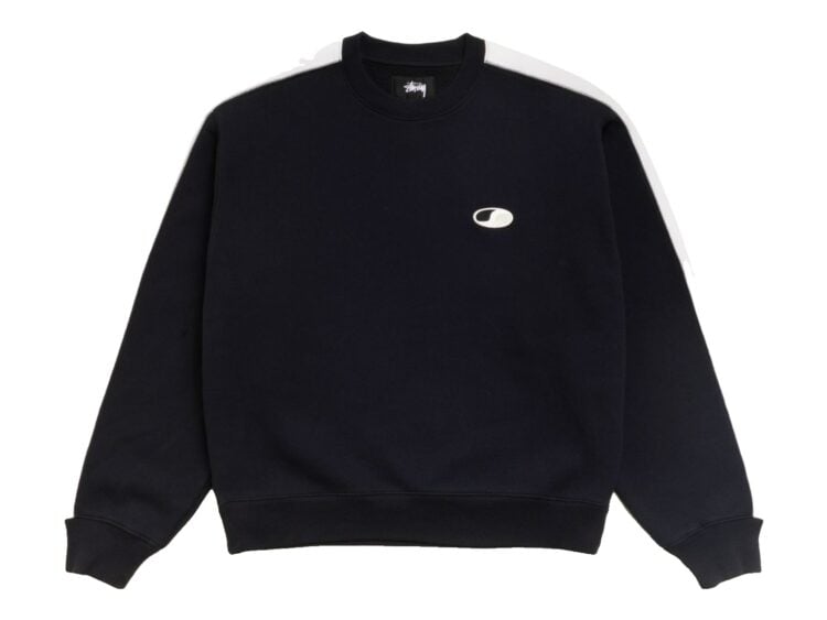 Stussy Paneled Stripe Crew Black