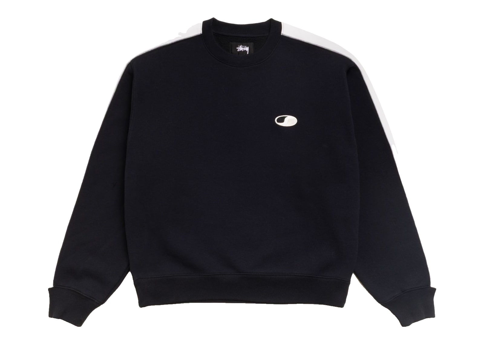 Stussy Paneled Stripe Crew Black