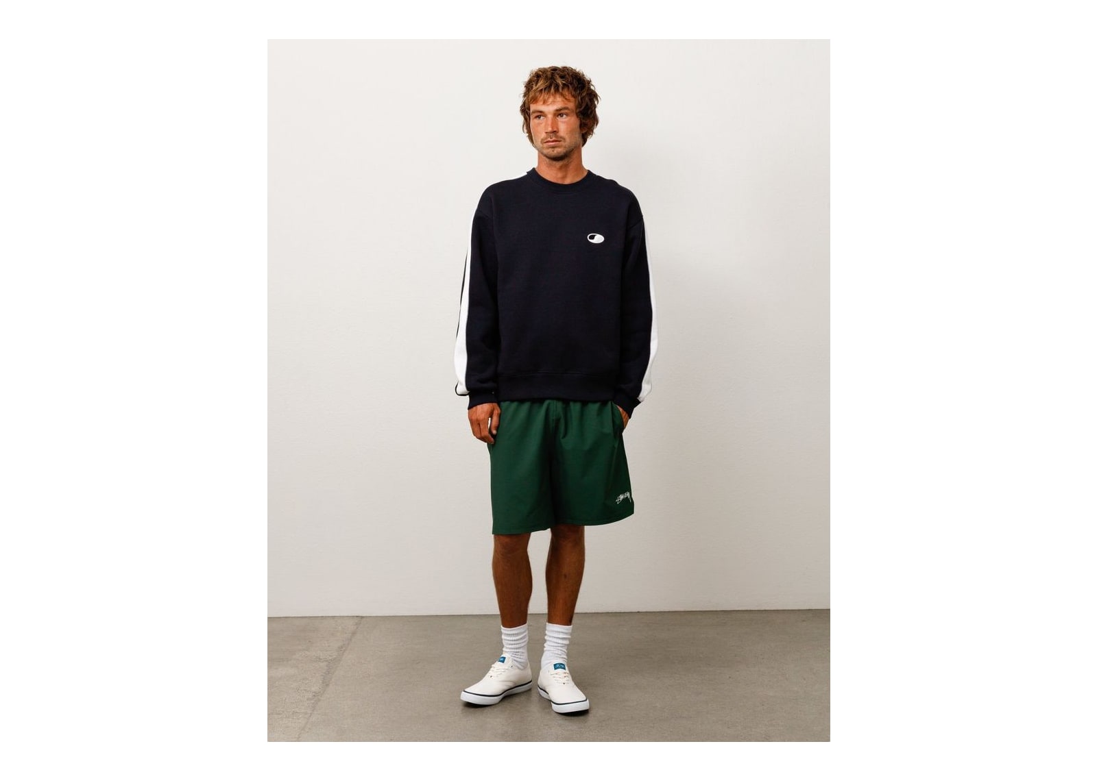 Stussy Paneled Stripe Crew Black - görsel 2