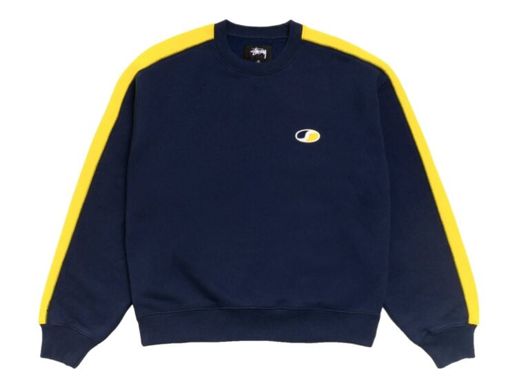 Stussy Paneled Stripe Crew Navy