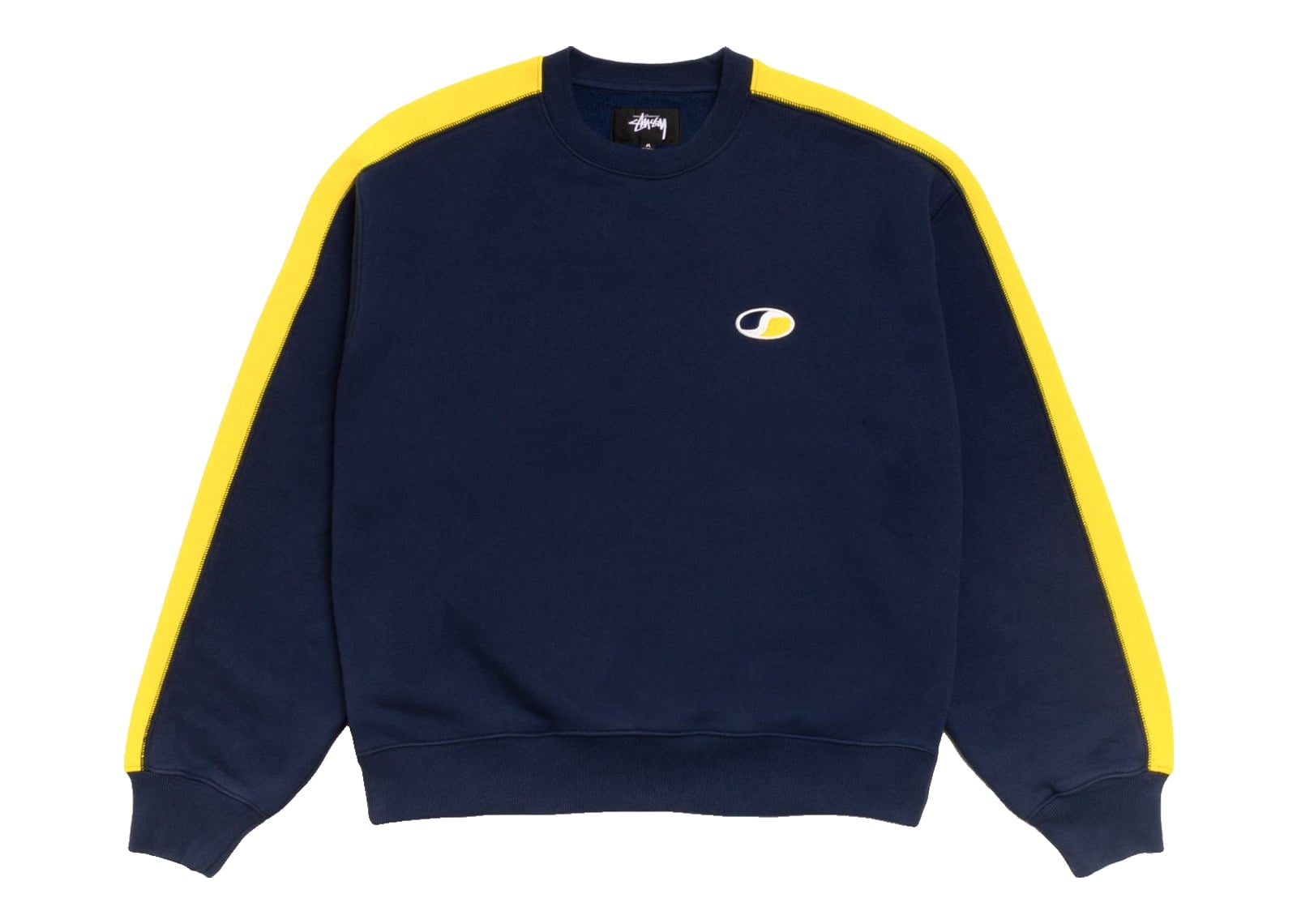Stussy Paneled Stripe Crew Navy