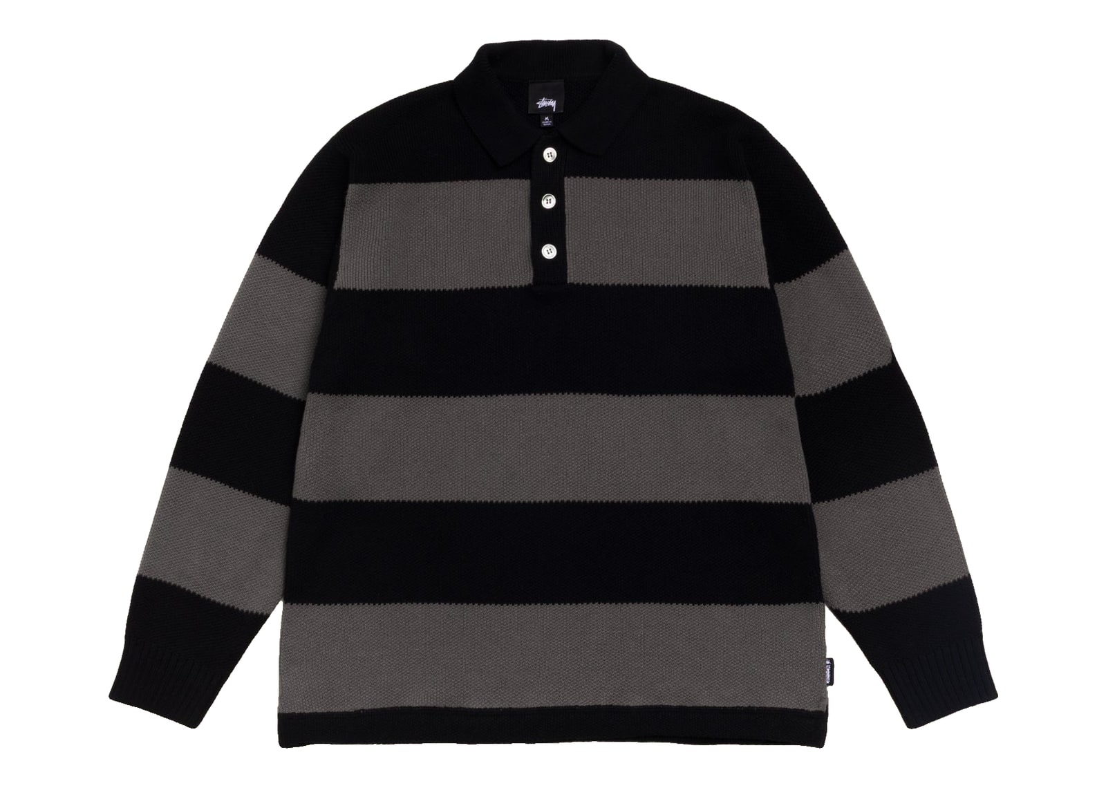 Stussy Pique Knit Stripe Rugby Black