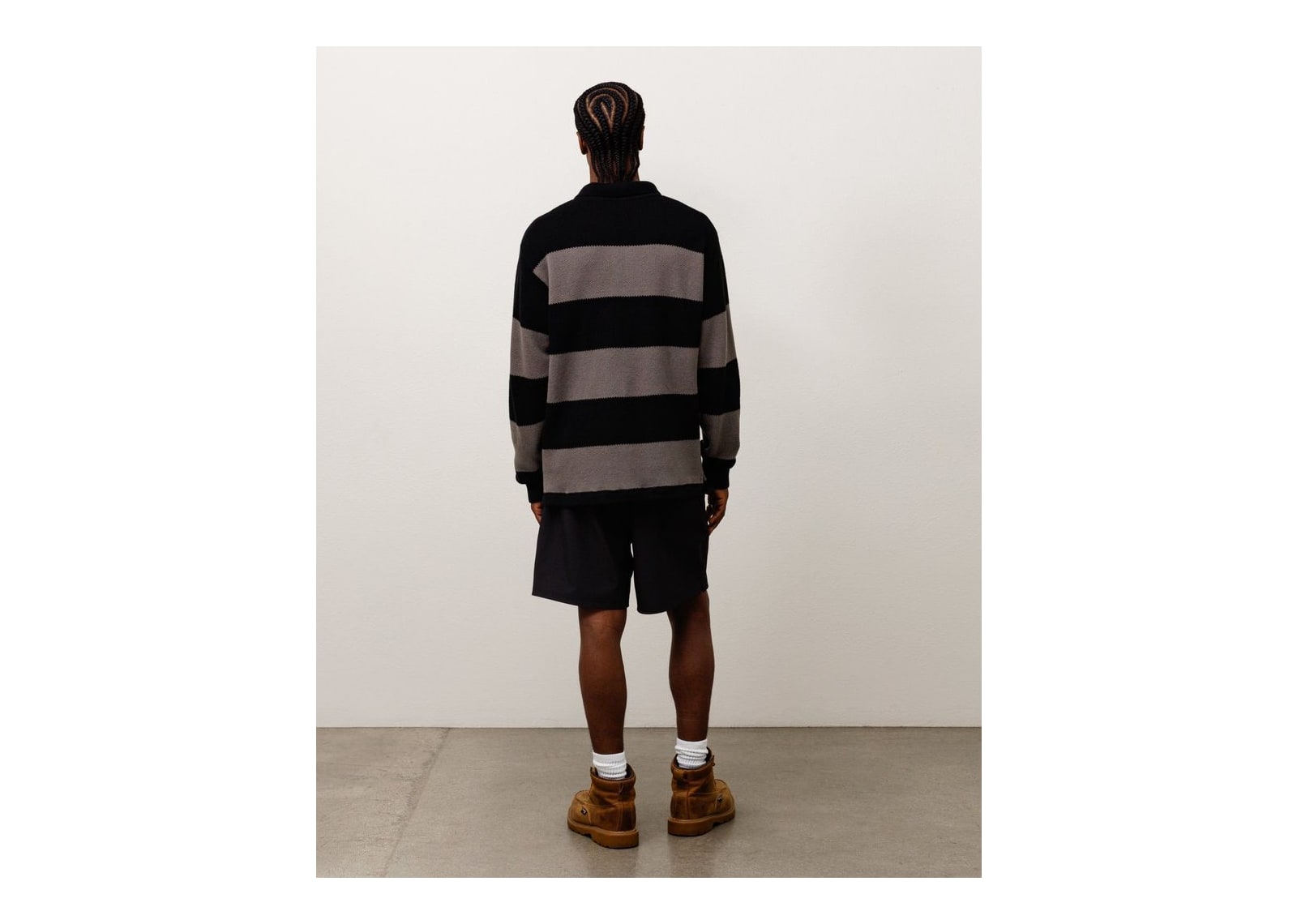Stussy Pique Knit Stripe Rugby Black - görsel 4