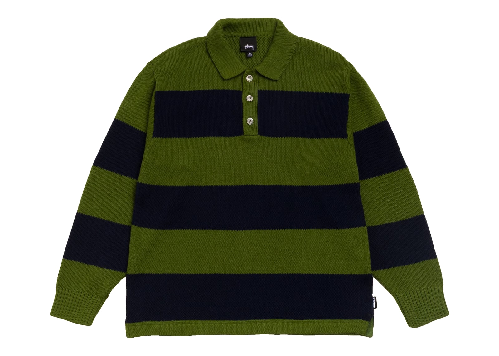Stussy Pique Knit Stripe Rugby Olive