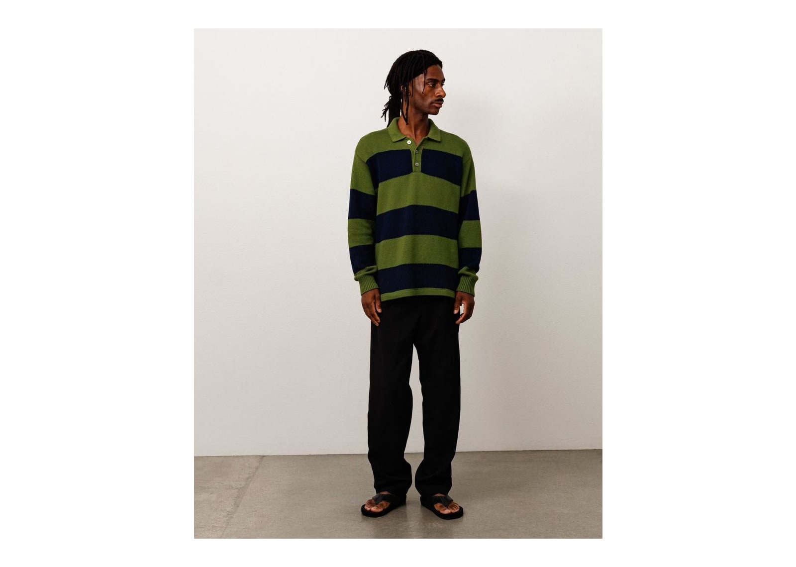 Stussy Pique Knit Stripe Rugby Olive - görsel 2