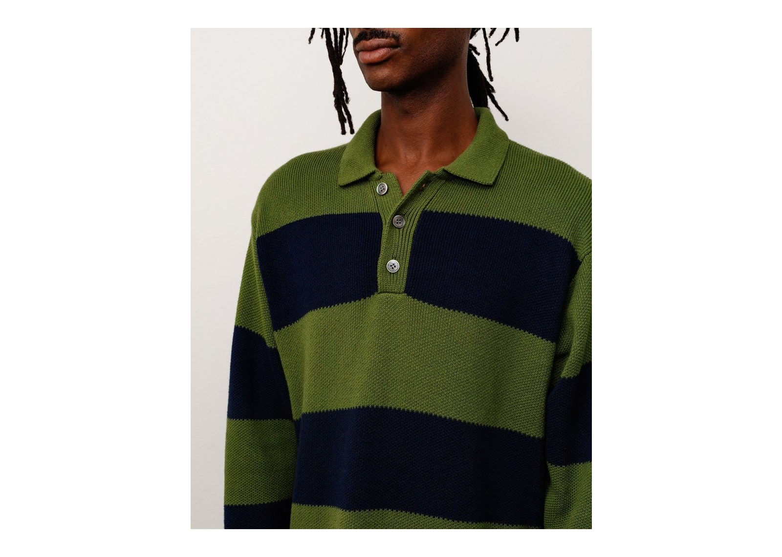 Stussy Pique Knit Stripe Rugby Olive - görsel 3
