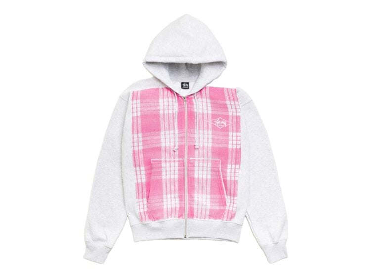 Stussy Printed Pattern Zip Hoodie Pink Palaka
