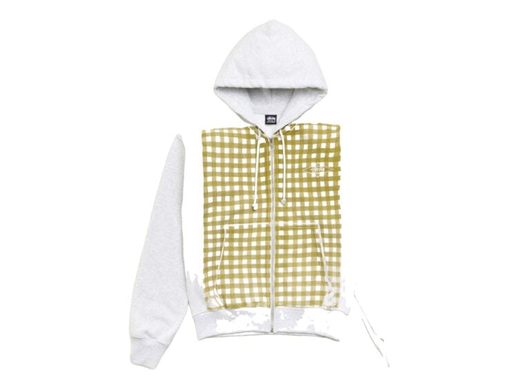 Stussy Printed Pattern Zip Hoodie Yellow Gingham