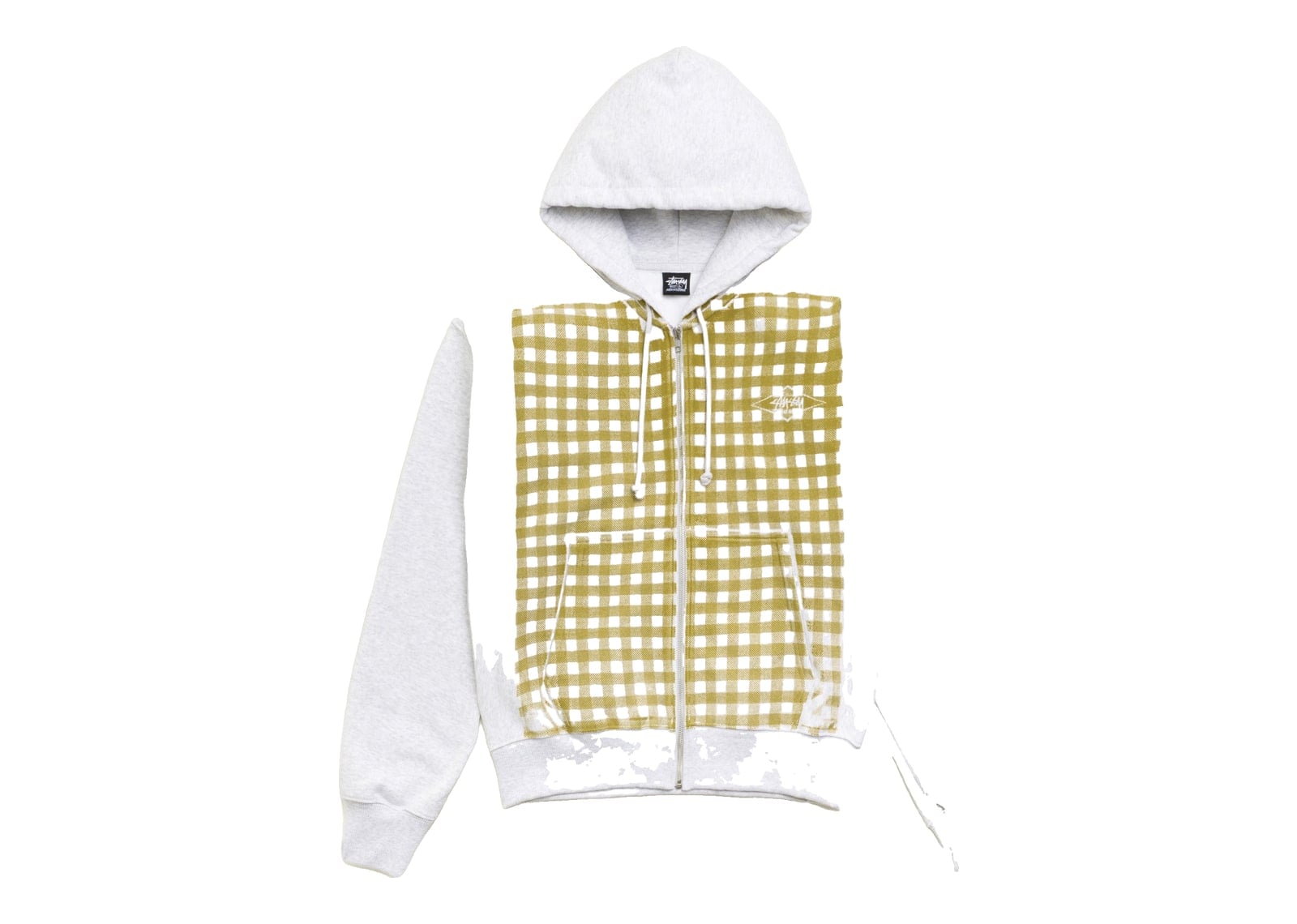 Stussy Printed Pattern Zip Hoodie Yellow Gingham