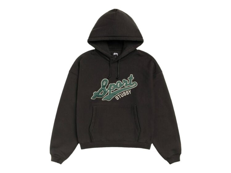 Stussy Satin Patch Hoodie Washed Black