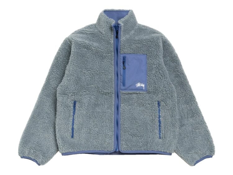 Stussy Sherpa Reversible Jacket Bluestone
