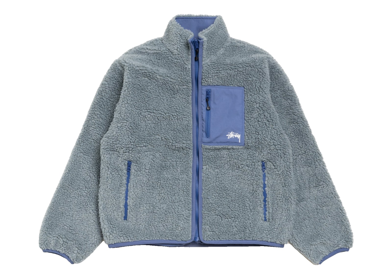 Stussy Sherpa Reversible Jacket Bluestone