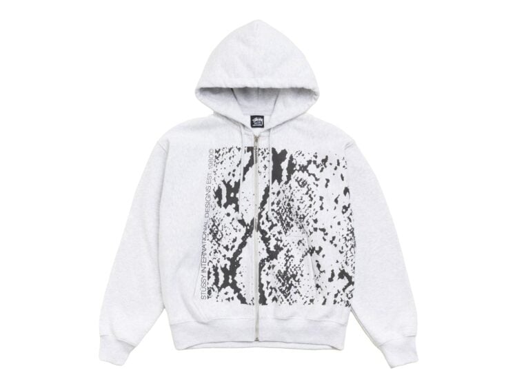 Stussy Snakeskin Zip Hoodie Ash Heather