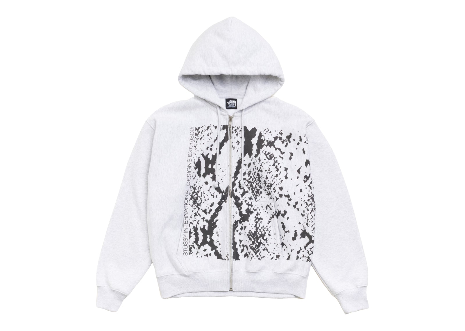 Stussy Snakeskin Zip Hoodie Ash Heather
