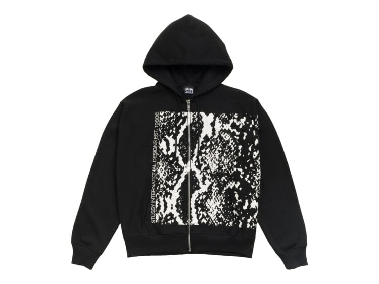 Stussy Snakeskin Zip Hoodie Black
