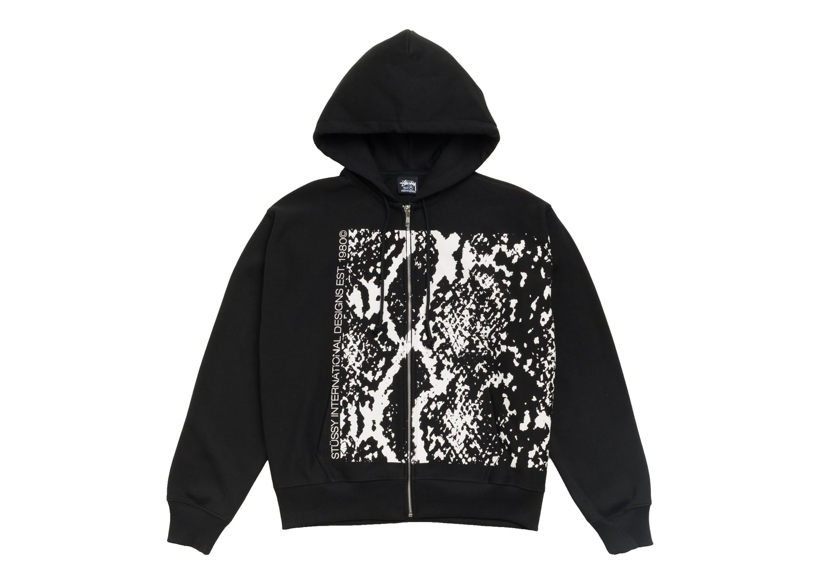 Stussy Snakeskin Zip Hoodie Black
