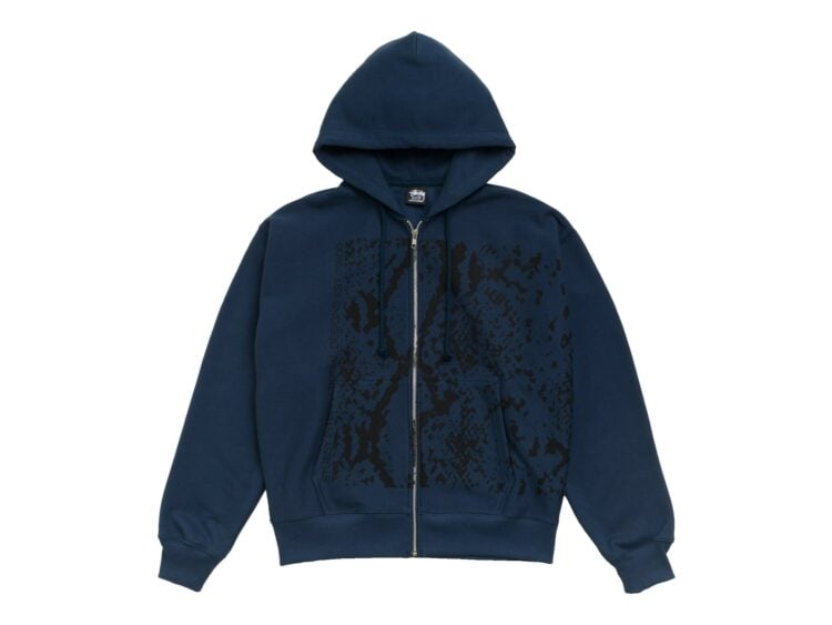 Stussy Snakeskin Zip Hoodie Navy