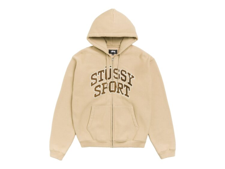 Stussy Sport Zip Hoodie Tan