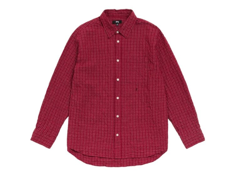 Stussy Standard Crinkle Shirt Burgundy Check