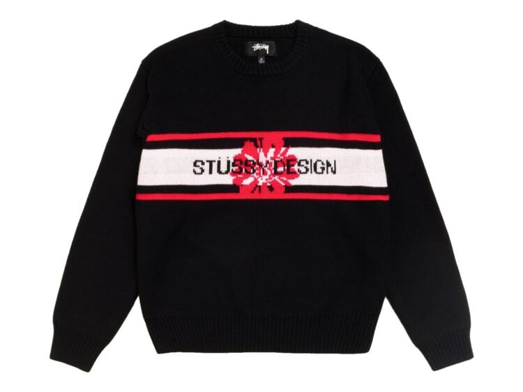 Stussy Striped Hibiscus Sweater Black