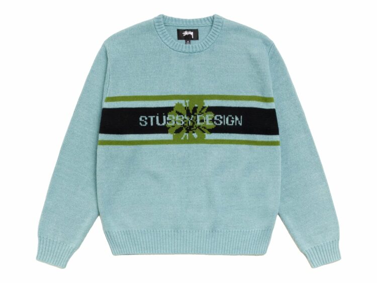 Stussy Striped Hibiscus Sweater Dusty Blue