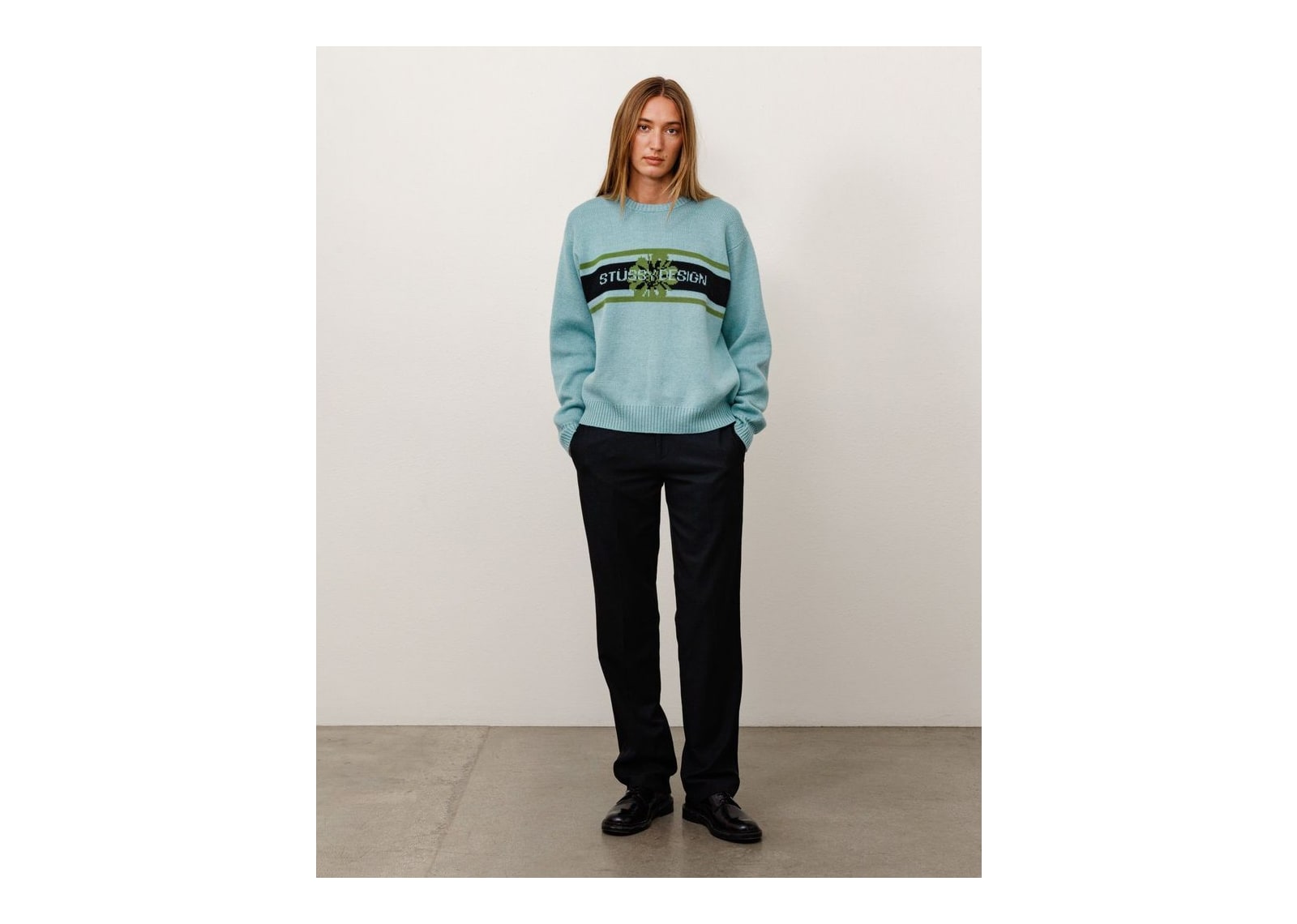 Stussy Striped Hibiscus Sweater Dusty Blue - görsel 2