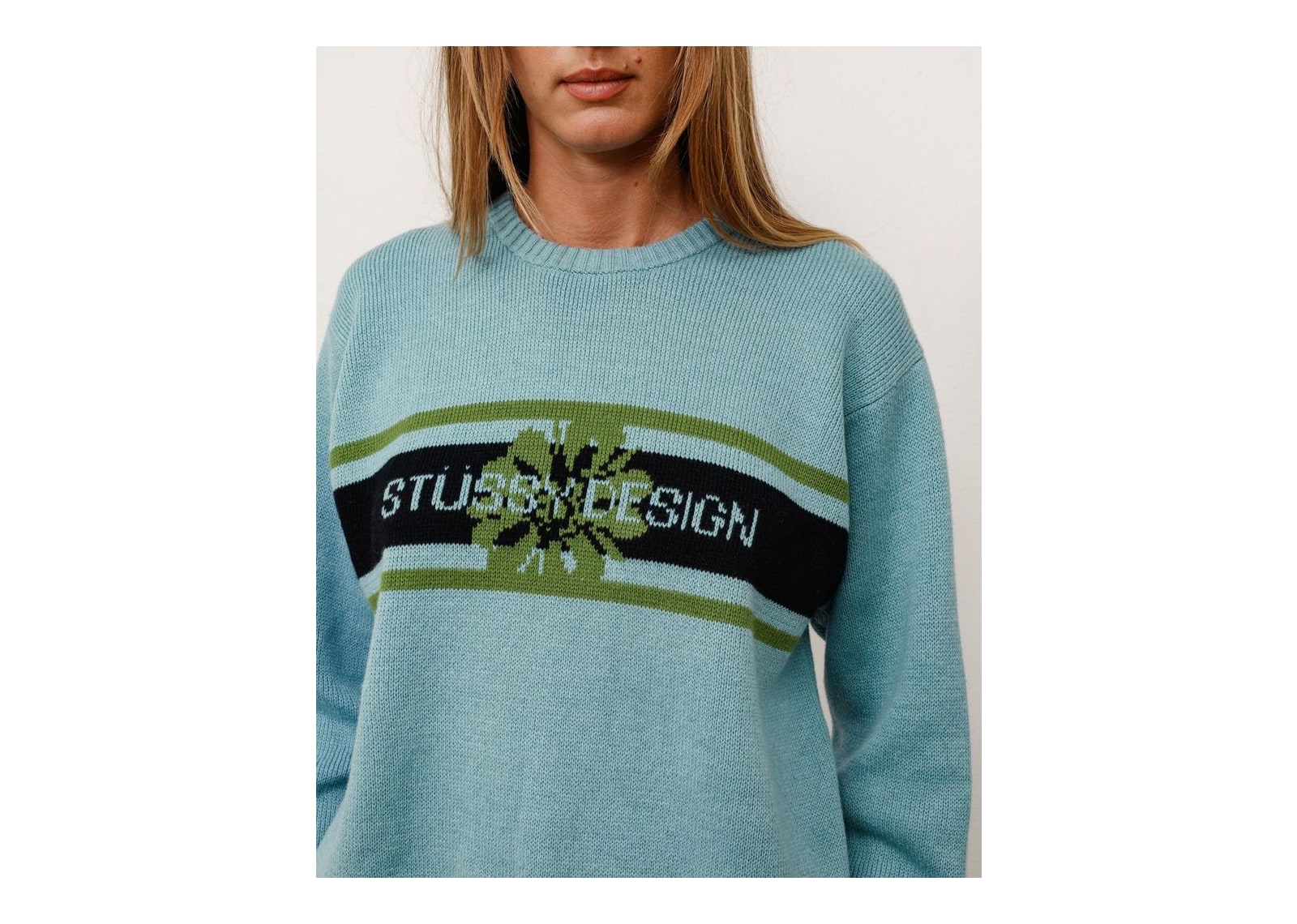 Stussy Striped Hibiscus Sweater Dusty Blue - görsel 4