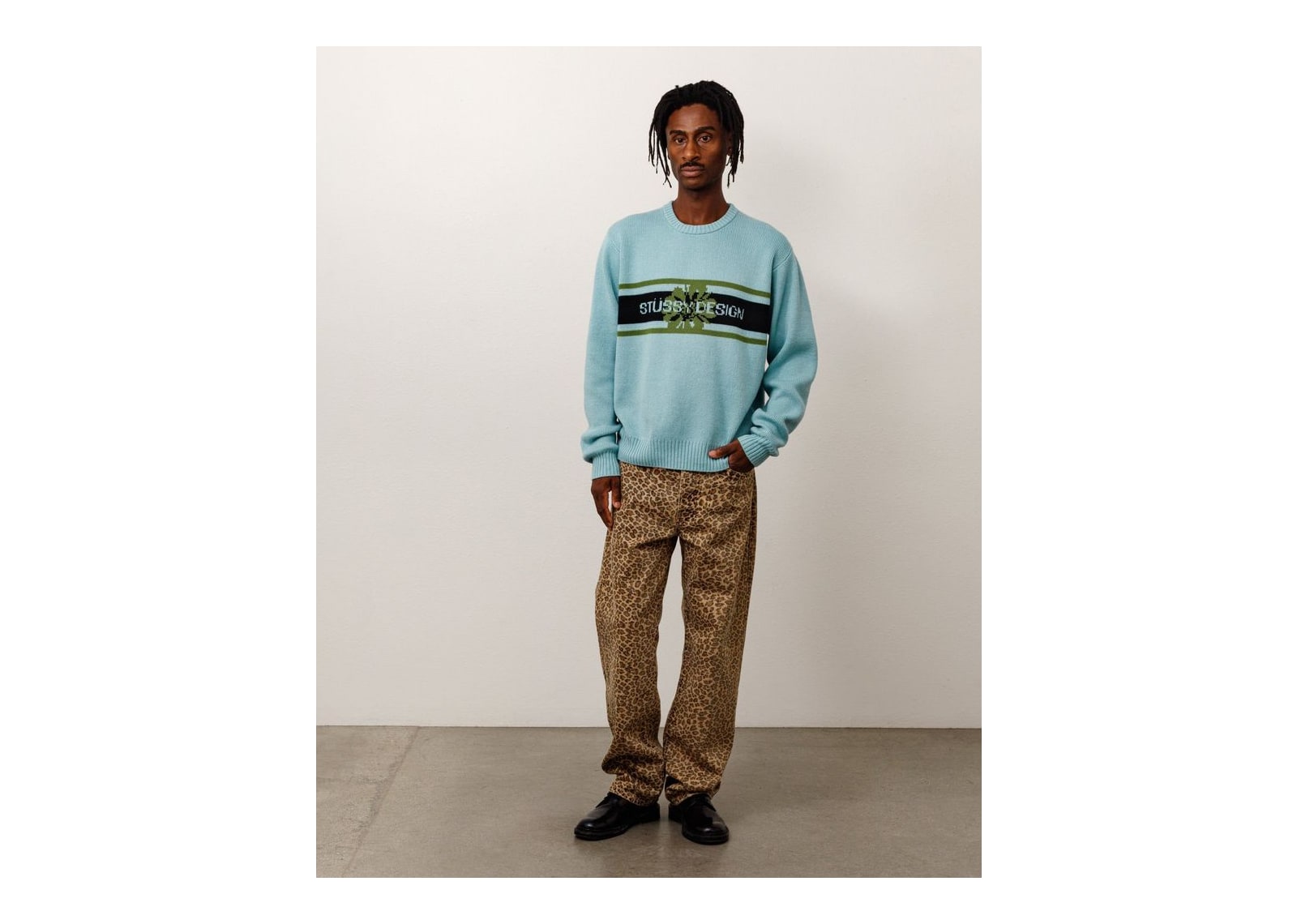 Stussy Striped Hibiscus Sweater Dusty Blue - görsel 6
