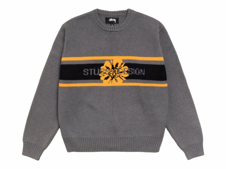 Stussy Striped Hibiscus Sweater Grey