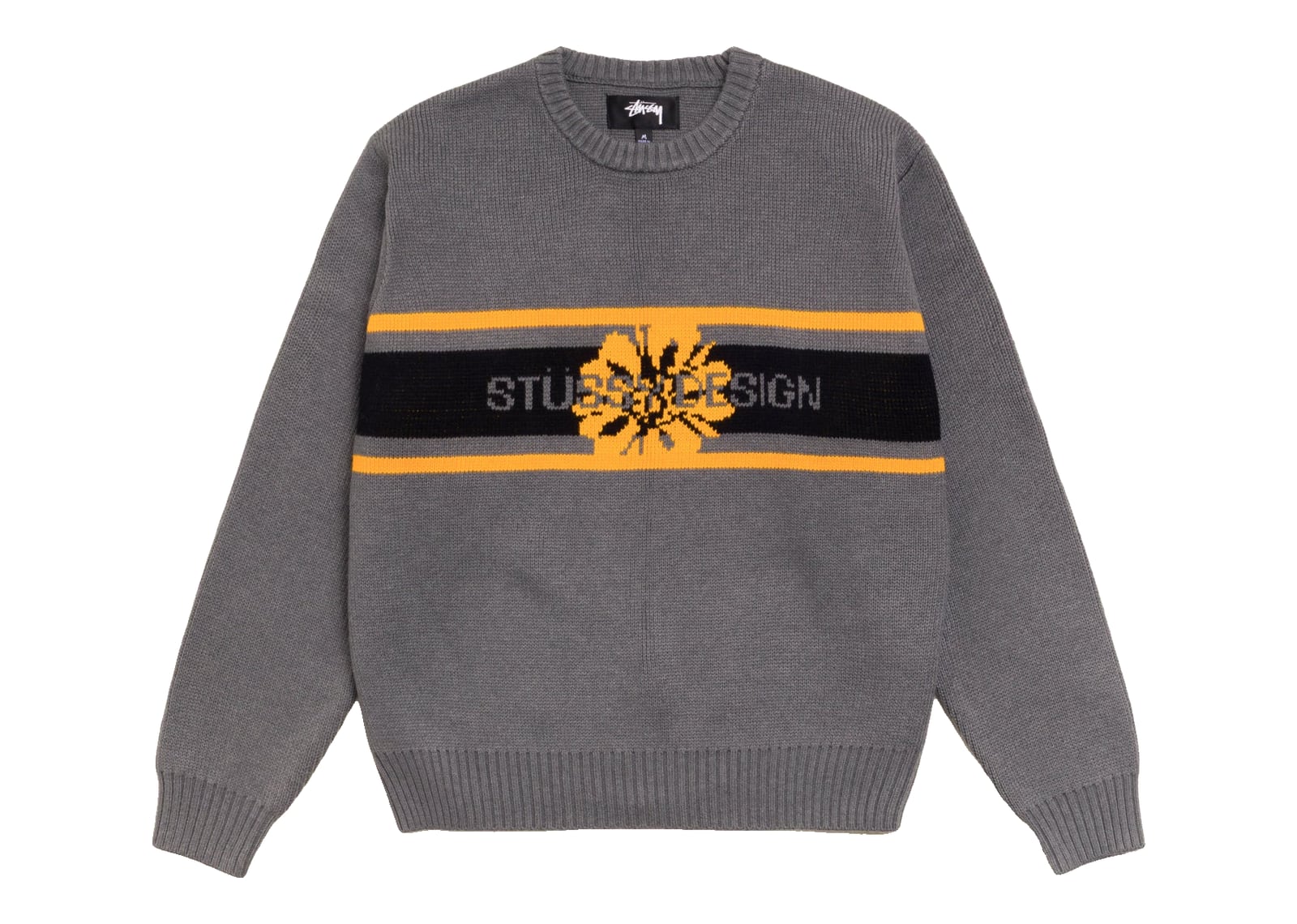 Stussy Striped Hibiscus Sweater Grey
