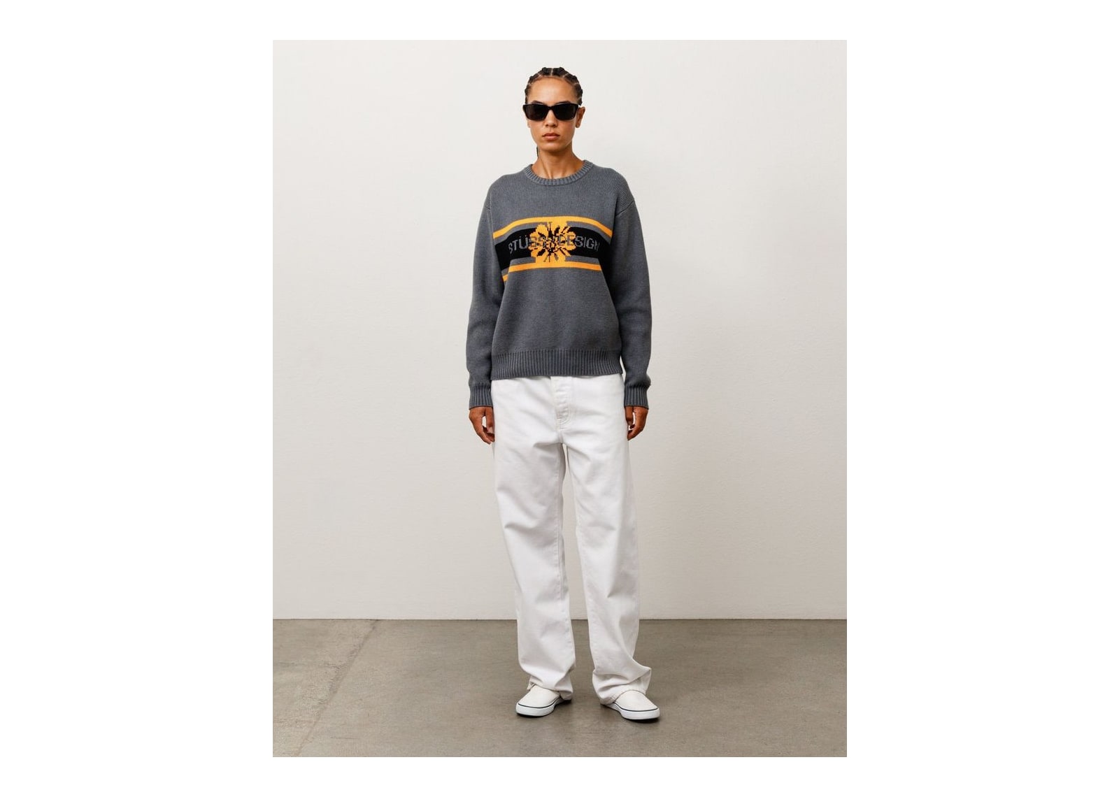 Stussy Striped Hibiscus Sweater Grey - görsel 2