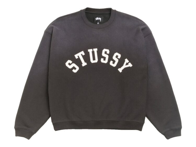 Stussy Sun Faded Oversized Crew Black